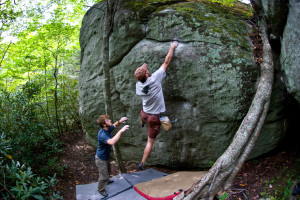 T.C. Webb trying to hold onto Four Horsemen of the Apocalypse v7. Ryan Sigsbey photo.